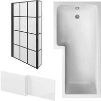 Nuie 1700 Sq Bath Panel & Black Screen Lh, Black