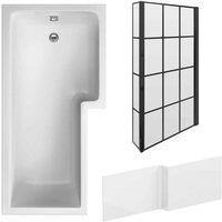 Nuie 1700 Sq Bath Panel & Black Screen Rh, Black
