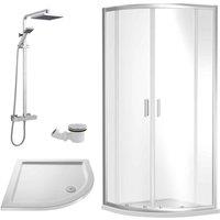 Nuie 800 Chrome Quadrant Tray & Shower Kit Chrome