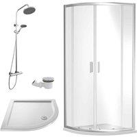 Nuie 800 Chrome Quadrant Tray & Shower Kit Chrome