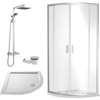 Nuie 900 Chrome Quadrant Tray & Shower Kit Chrome