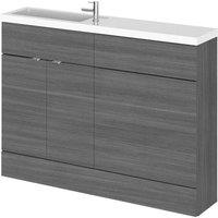 Hudson Reed Fusion 1200Mm Combination - Compact Option 1 - Grey Woodgrain, Grey