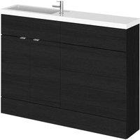 Hudson Reed Fusion 1200Mm Combination - Compact Option 1 - Black Woodgrain, Black