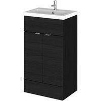 Hudson Reed Fusion 500Mm Fd Vanity Unit & Basin - Black Woodgrain, Black