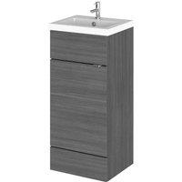 Hudson Reed Fusion 400Mm Fd Vanity Unit & Basin - Grey Woodgrain, Grey