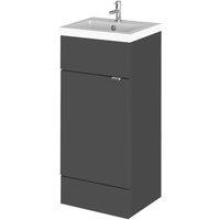 Hudson Reed Fusion 400Mm Fd Vanity Unit & Basin - Gloss Grey, Grey