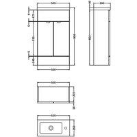 Hudson Reed Fusion 500Mm Compact Vanity Unit & Basin - Black Woodgrain, Black
