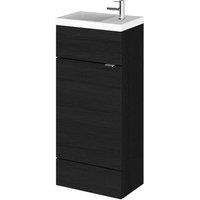 Hudson Reed Fusion 400Mm Compact Vanity Unit & Basin - Black Woodgrain, Black
