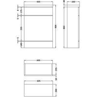 Hudson Reed Fusion 600Mm Compact Wc Unit & Polymarble Top - Black Woodgrain, Black