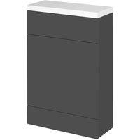 Hudson Reed Fusion 600Mm Compact Wc Unit & Polymarble Top - Gloss Grey, Grey