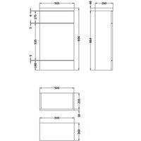Hudson Reed Fusion 500Mm Compact Wc Unit & Polymarble Top - Grey Woodgrain, Grey