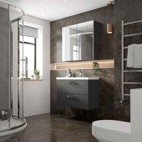 Hudson Reed Fusion 800Mm Vanity Unit & Basin - Grey Woodgrain, Grey
