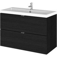 Hudson Reed Fusion 800Mm Vanity Unit & Basin - Black Woodgrain, Black
