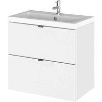 Hudson Reed Fusion 600Mm Wall Mounted 2 Drawer Vanity Unit & Basin - Gloss White, White