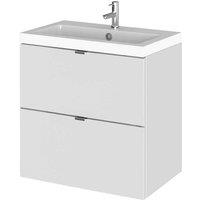 Hudson Reed Fusion 500Mm Wall Mounted 2 Drawer Vanity Unit & Basin - Gloss Grey Mist, Grey