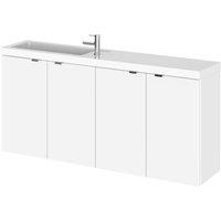 Hudson Reed Fusion 1200Mm Vanity Unit & Double Basin - Compact - Gloss White, White