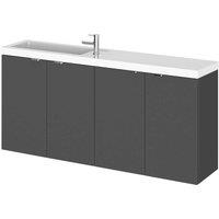 Hudson Reed Fusion 1200Mm Vanity Unit & Double Basin - Compact - Gloss Grey, Grey