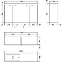 Hudson Reed Fusion 1000Mm Combination Vanity Compact - Black Woodgrain, Black