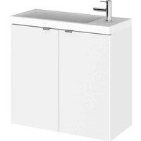 Hudson Reed Fusion 600Mm Wall Mounted Compact Vanity Unit & Basin - Gloss White, White