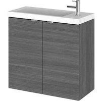 Hudson Reed 600Mm Vanity Unit & Basin - Grey Woodgrain, Grey