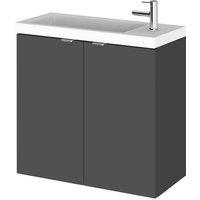 Hudson Reed Fusion 600Mm Wall Mounted Compact Vanity Unit & Basin - Gloss Grey, Grey