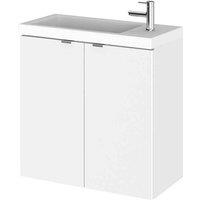 Hudson Reed Fusion 500Mm Wall Mounted Compact Vanity Unit & Basin - Gloss White, White