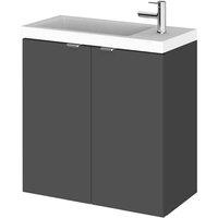Hudson Reed Fusion 500Mm Wall Mounted Compact Vanity Unit & Basin - Gloss Grey, Grey