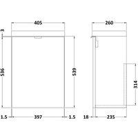 Hudson Reed Fusion 400Mm Wall Mounted Compact Vanity Unit & Basin - Grey Woodgrain, Grey