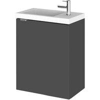 Hudson Reed Fusion 400Mm Wall Mounted Compact Vanity Unit & Basin - Gloss Grey, Grey