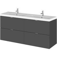 Hudson Reed Fusion 1200 Wh 4-drawer Vanity W Double Basin - Gloss Grey, Grey