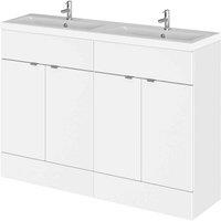 Hudson Reed Fusion 1200 Fs 4-door Vanity W Double Basin - Gloss White, White