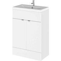 Hudson Reed Fusion 600Mm Fd Vanity Unit & Ceramic Basin - Gloss White, White