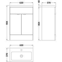 Hudson Reed Fusion 600Mm Fd Vanity Unit & Ceramic Basin - Grey Woodgrain, Grey