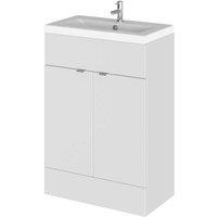 Hudson Reed Fusion 600Mm Fd Vanity Unit & Ceramic Basin - Gloss Grey Mist, Grey