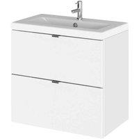 Hudson Reed Fusion 600 Wall Hung 2-drawer Unit & Basin - Gloss White, White