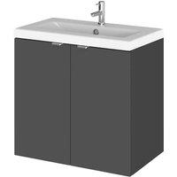 Hudson Reed Fusion 600 2-door Wall Hung Unit & Basin - Gloss Grey, Grey