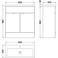 Hudson Reed Fusion 800Mm Fd Vanity Unit & Ceramic Basin - Grey Woodgrain, Grey