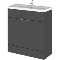 Hudson Reed Fusion 800Mm Fd Vanity Unit & Ceramic Basin - Gloss Grey, Grey