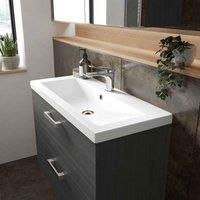 Hudson Reed Fusion 800 Wall Hung 2-drawer Unit & Basin - Grey Woodgrain, Grey