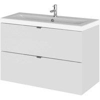 Hudson Reed Fusion 800 Wall Hung 2-drawer Unit & Basin - Gloss Grey Mist, Grey