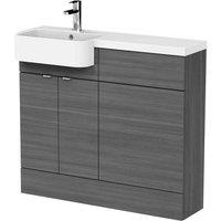 Hudson Reed Fusion 1000Mm Lh Combination Unit With Round Semi Recess Basin - Grey Woodgrain, Grey