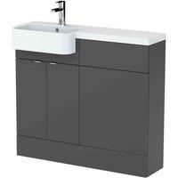 Hudson Reed Fusion 1000Mm Lh Combination Unit With Round Semi Recess Basin - Gloss Grey, Grey