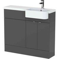Hudson Reed Fusion 1000Mm Rh Combination Unit With Round Semi Recess Basin - Gloss Grey, Grey