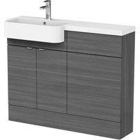 Hudson Reed Fusion 1100Mm Lh Combination Unit With Round Semi Recess Basin- Grey Woodgrain, Grey