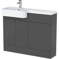 Hudson Reed Fusion 1100Mm Lh Combination Unit With Round Semi Recess Basin- Gloss Grey, Grey