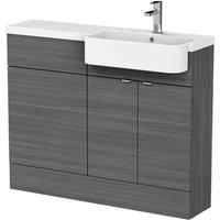 Hudson Reed Fusion 1100Mm Rh Combination Unit With Round Semi Recess Basin - Grey Woodgrain, Grey