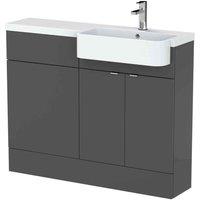 Hudson Reed Fusion 1100Mm Rh Combination Unit With Round Semi Recess Basin - Gloss Grey, Grey
