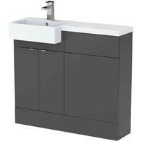 Hudson Reed Fusion 1000Mm Lh Combination Unit With Square Semi Recess Basin - Gloss Grey, Grey