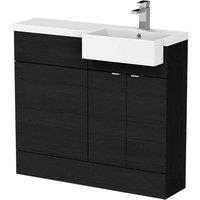 Hudson Reed Fusion 1000Mm Rh Combination Unit With Square Semi Recess Basin - Black Woodgrain, Black