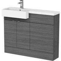 Hudson Reed Fusion 1100Mm Lh Combination Unit With Square Semi Recess Basin- Grey Woodgrain, Grey